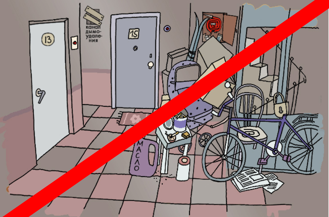 Загромождение эвакуационных выходов. Захламление путей эвакуации. Захламление лестничных клеток. Захламление общего коридора. Хлам на лестничной клетке.
